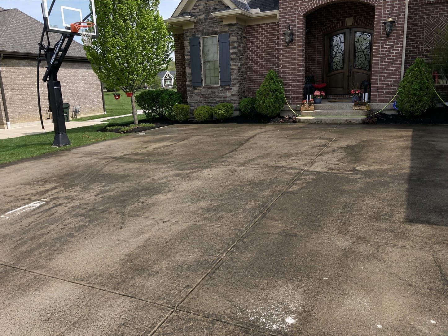 Pool patio pressure washed clean by Mike's Outdoor Services, Cincinnati